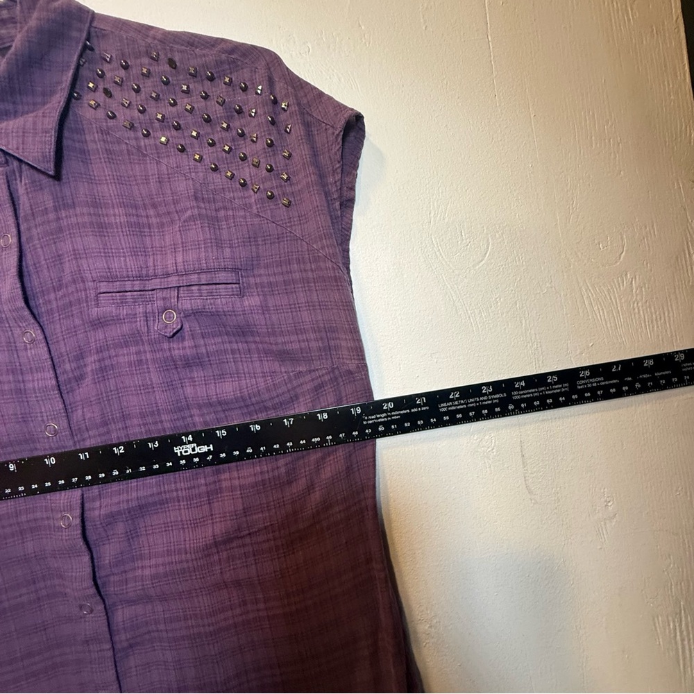 a.n.a Purple Studded Shoulders Button Down Shirt Women’s Medium Preowned Great - Picture 6 of 10